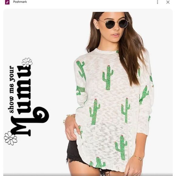 MUMU MELLOW CACTUS CREW VARSITY SWEATER - Picture 10 of 10